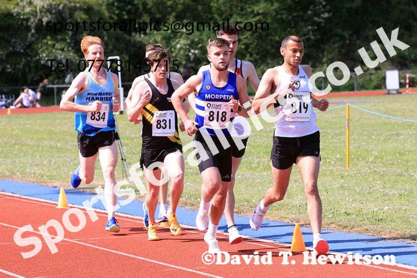 Senior mens and under-20s 5000 metres, 2025 North Eastern Track and Field Champs., Shildon, County Durham. Photo: David T. Hewitson/Sports for All Pics